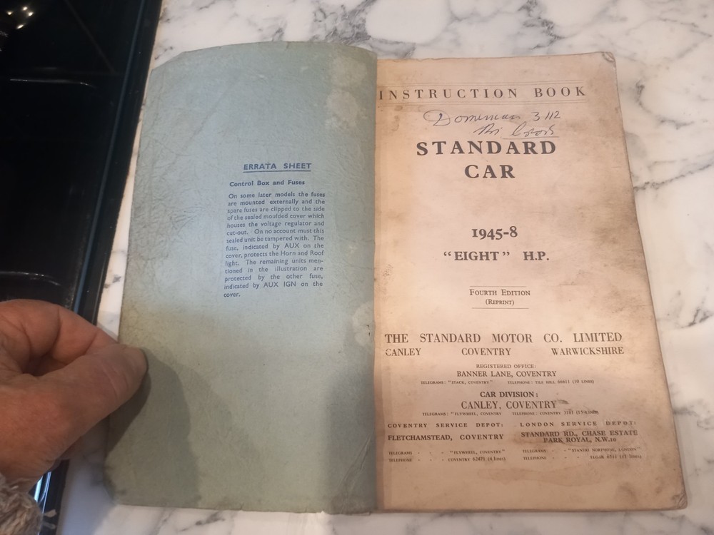 Standard Eight Instruction Book 1945-48 Fourth Edition