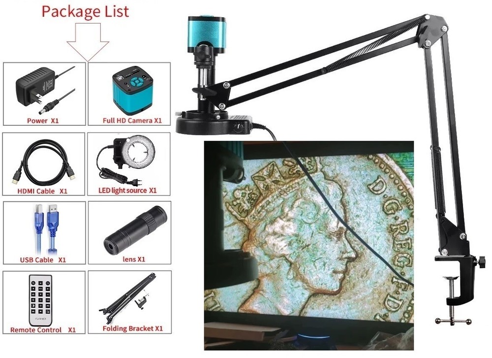 Digital Image Video Electronic Microscope HD Camera USB HDMI 4K 48MP 1080P 150X