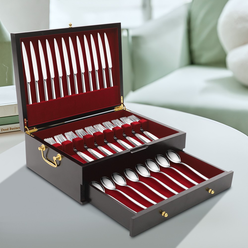Wooden Silverware Chest - Durable, Vintage Design, Space-saving Storage For Home