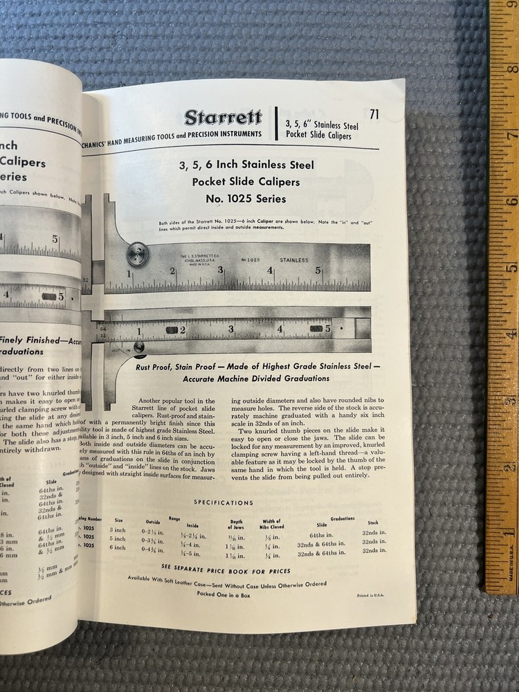 Vintage 1955 Starrett Tools Catalog No. 27