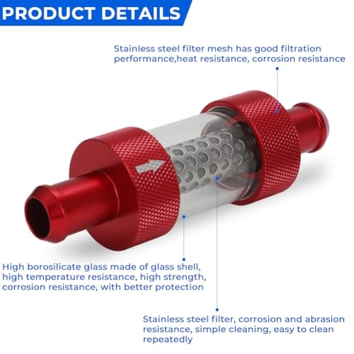 5/8" Universal Filter Inline Heater Core Coolant Filter Red