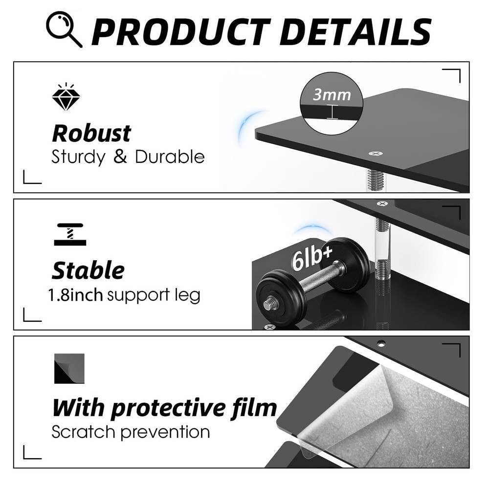 4 Tier Acrylic Display Risers, Black Perfume Organizer Stand, Large