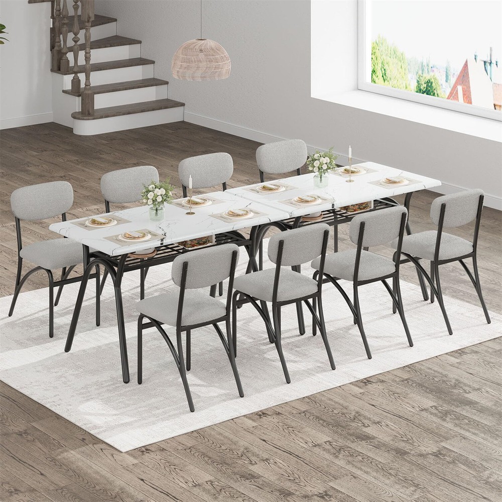 Modern Kitchen Table with Boucle Chairs for 4 Dining Table Set for Small Space