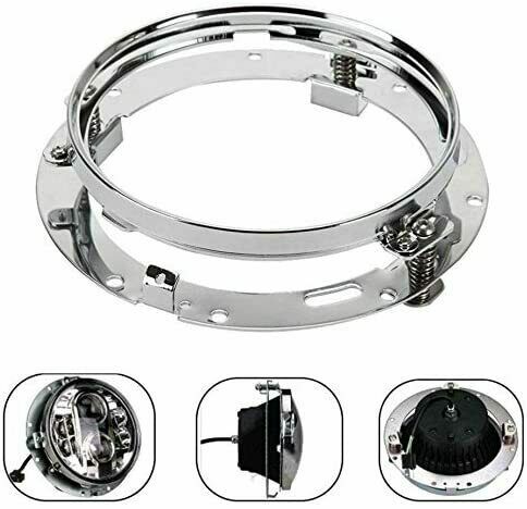 2PC 7'' Round Chrome LED Headlight Mounting Bracket Ring Car For Motorcycle Jeep