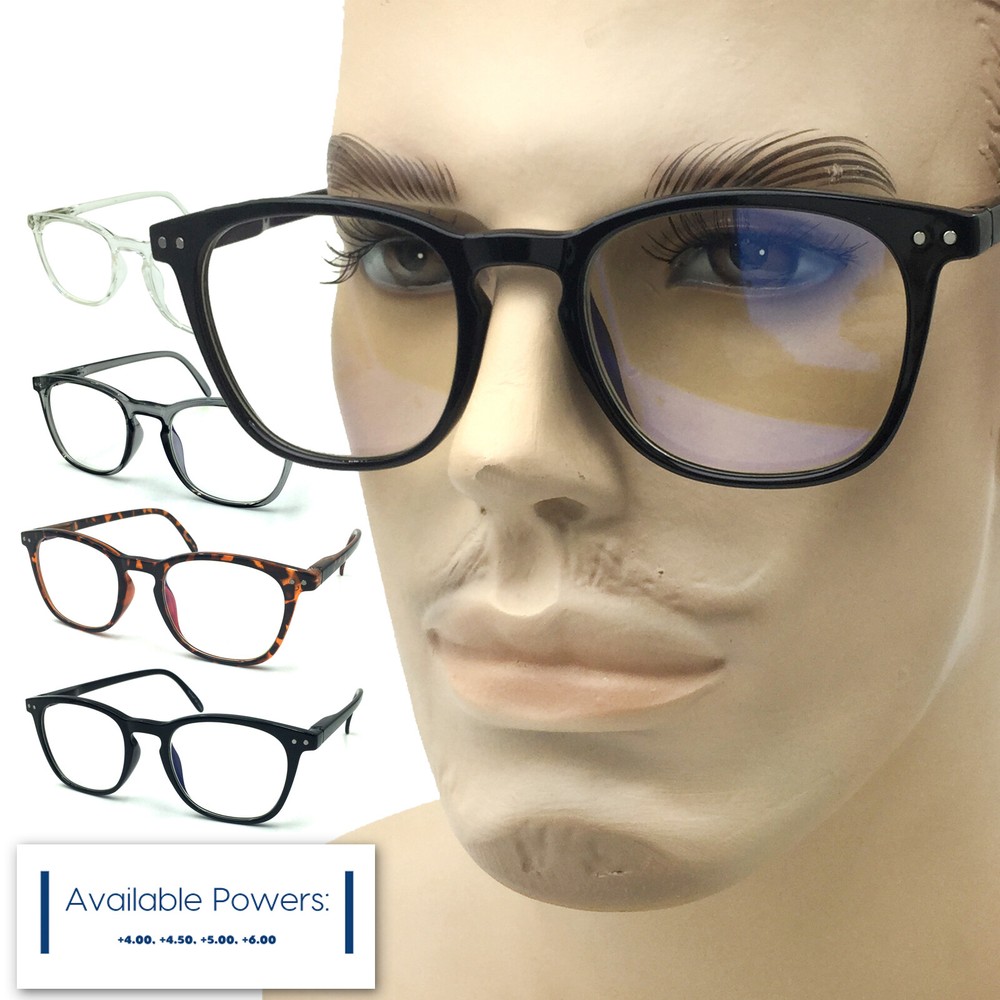 High Power Strength Magnification square Clear Reader Reading Glasses Unisex