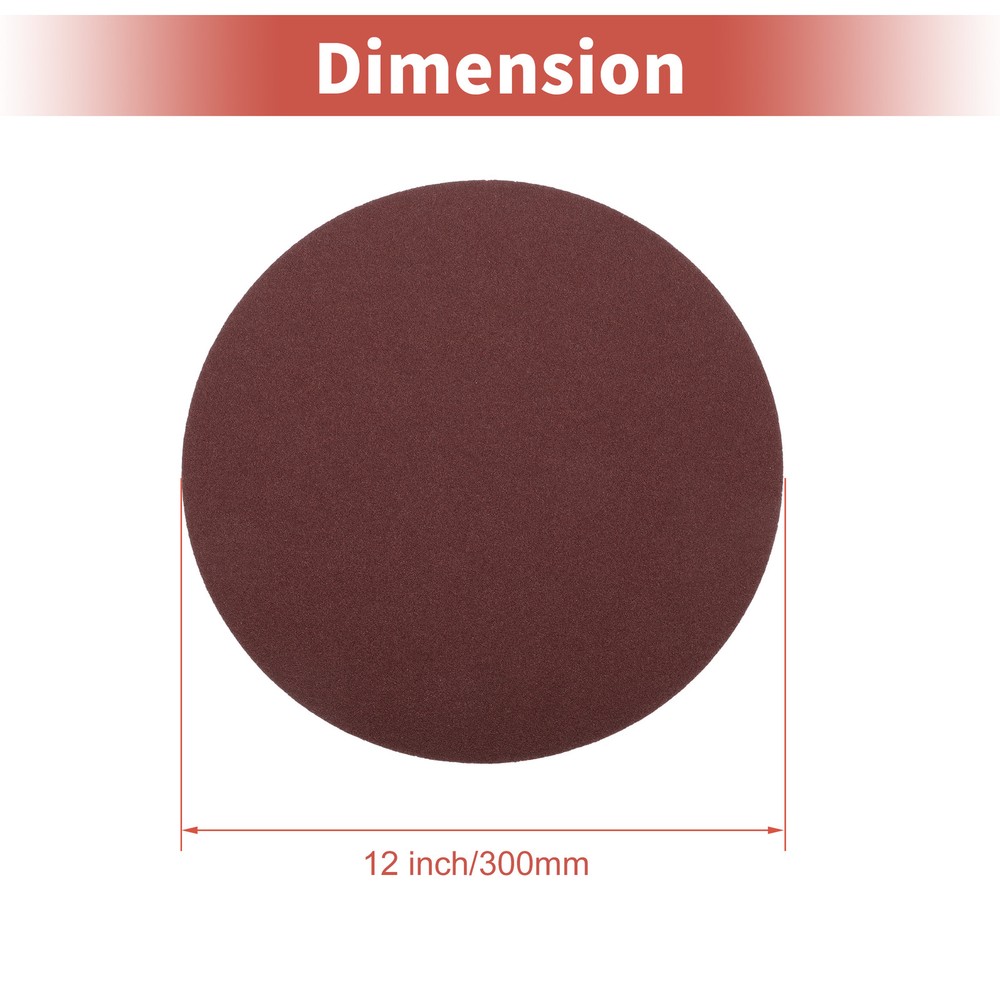 Universal 12" Sanding Discs Round Hook and Loop Sandpaper 60 Grits Pack of 10