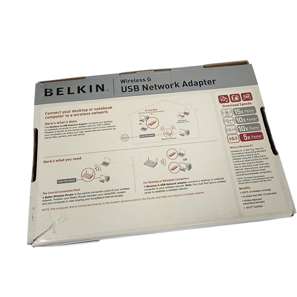 Belkin Wireless G USB Network Adapter Computer 80211b 80211g