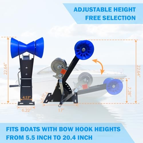 Up & Down Galvanized Trailer Winch Stand | w/Roller & Widened Base | Fits 3"