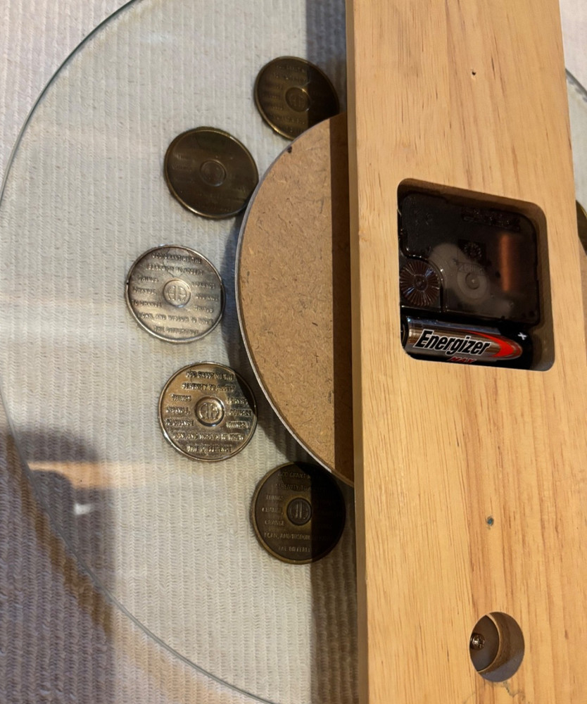 SUPERB Alcoholics Anonymous Sobriety Chip Quartz Clock. Authentic Chips - READ!