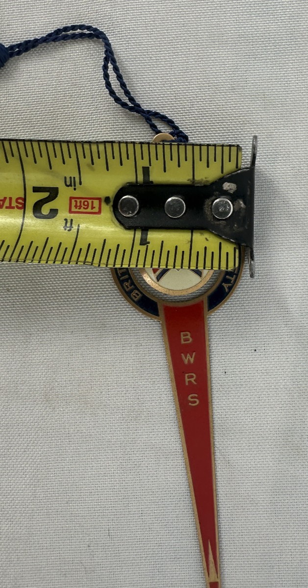 British War Relief Society (BWRS) Metal Tin Book Mark (bookmark) with Tassel