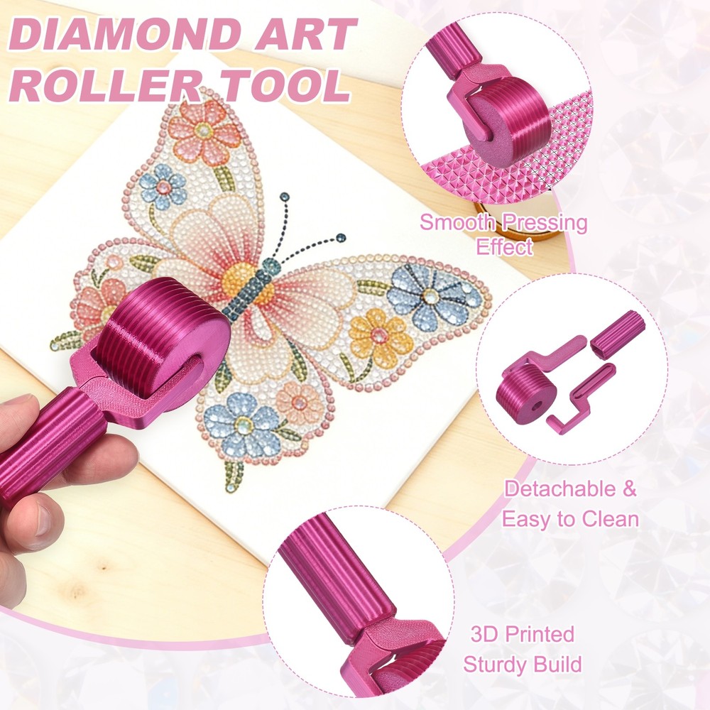 2Pcs Diamond Art Roller, Detachable Diamond Paint Tools(Purple/Blue)