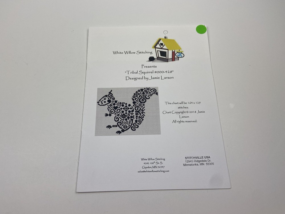 White Willow Stitching Tribal Squirrel Counted Cross Stitch Pattern