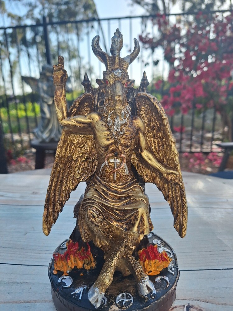 Templar Sabbatic Goat Baphomet Satan Gold 10"X6" / Devil / Evil / Seating Down