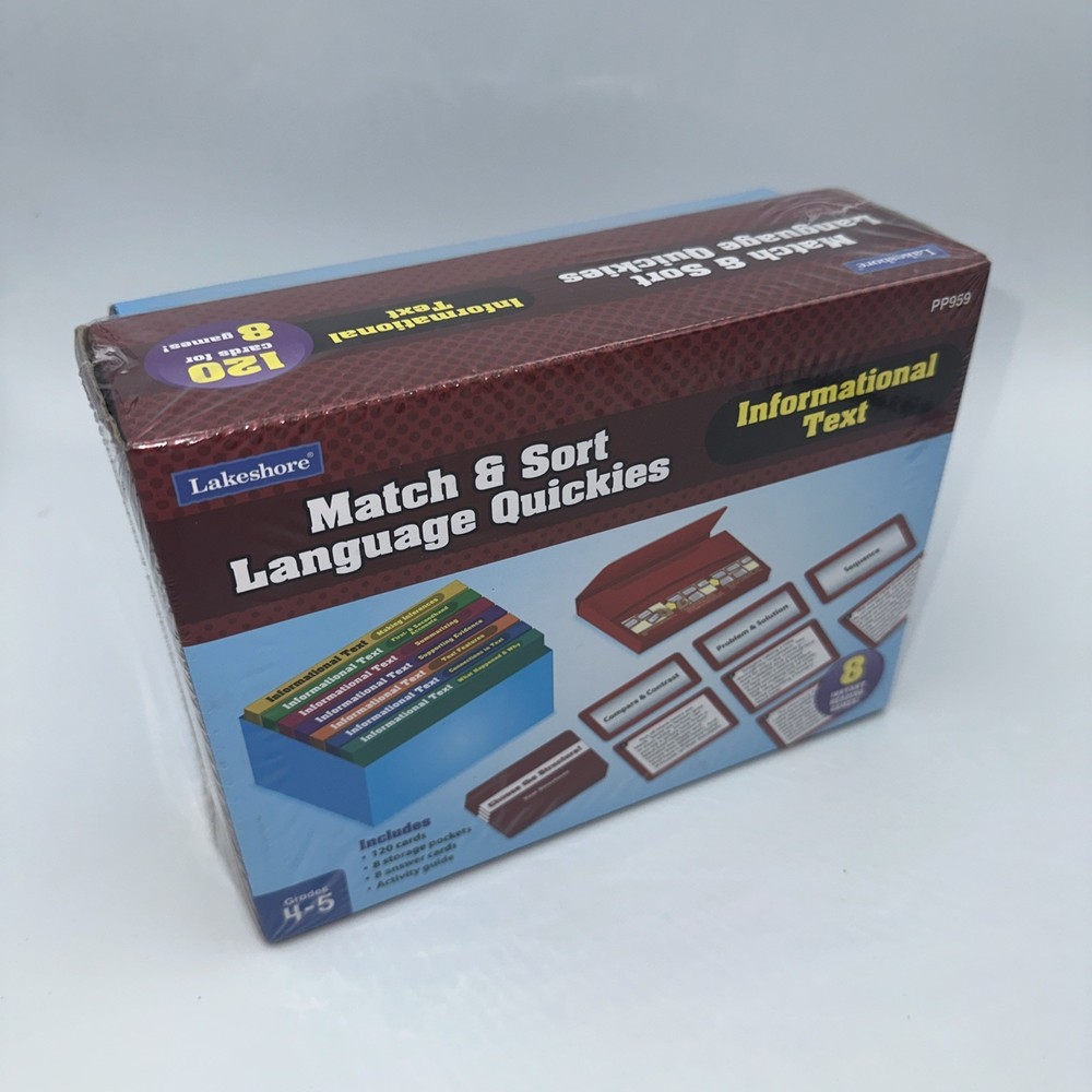 Lakeshore Match & Sort Language Quickies Informational Reading Text Cards