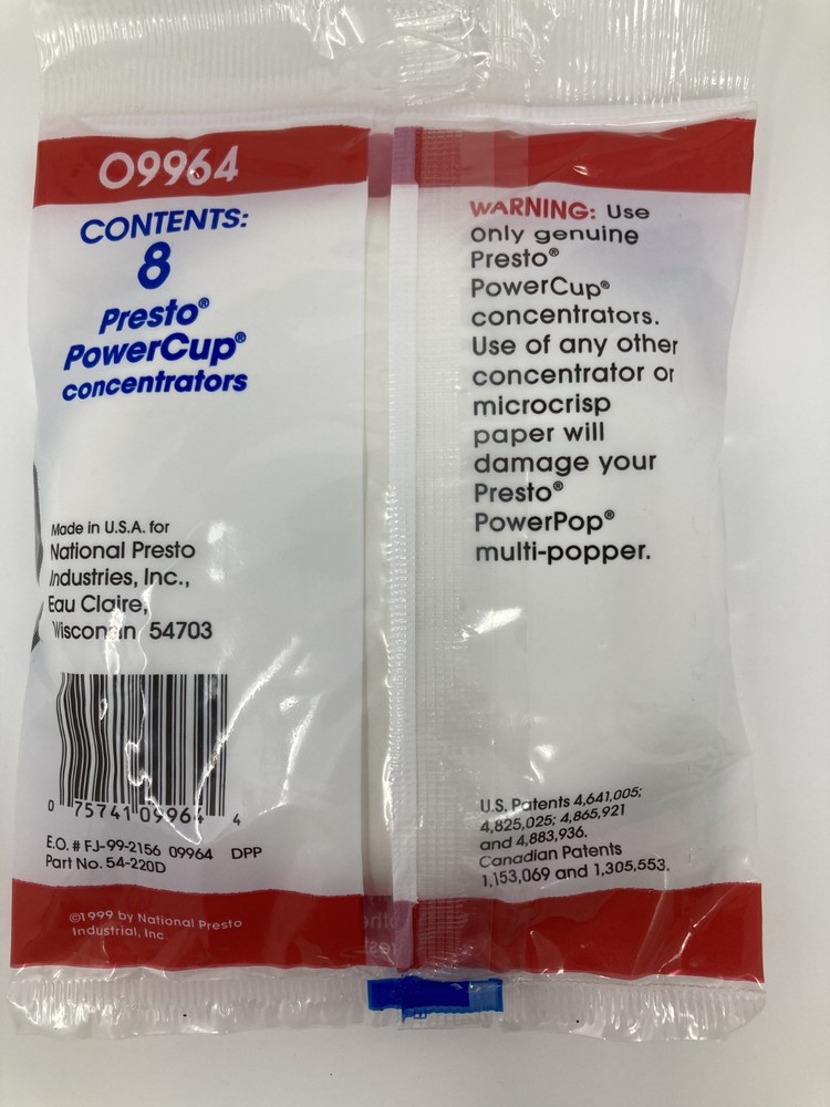 Presto PowerCup Microwave Concentrators 8 Pack for PowerPop Popper 09964
