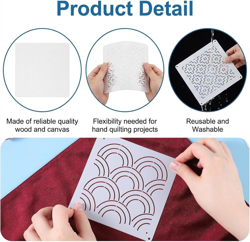 8 PCS 4.7 X 4.7 Inch Plastic Sashiko Stencil, Plastic Sashiko Template Pattern G