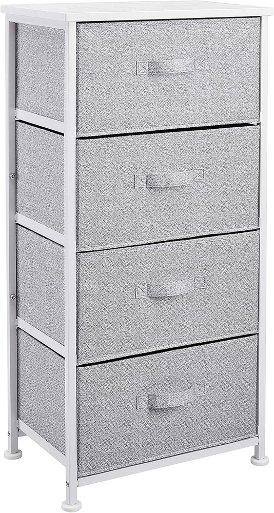 Fabric 4-Drawer Storage Organizer Unit for Closet, Bedroom, White