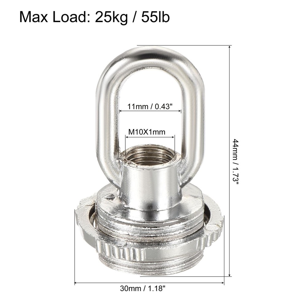 2pcs Eye Nut 25kg Max Load 30x44mm M10 Thread Ring Shape Female Loop Silver Tone
