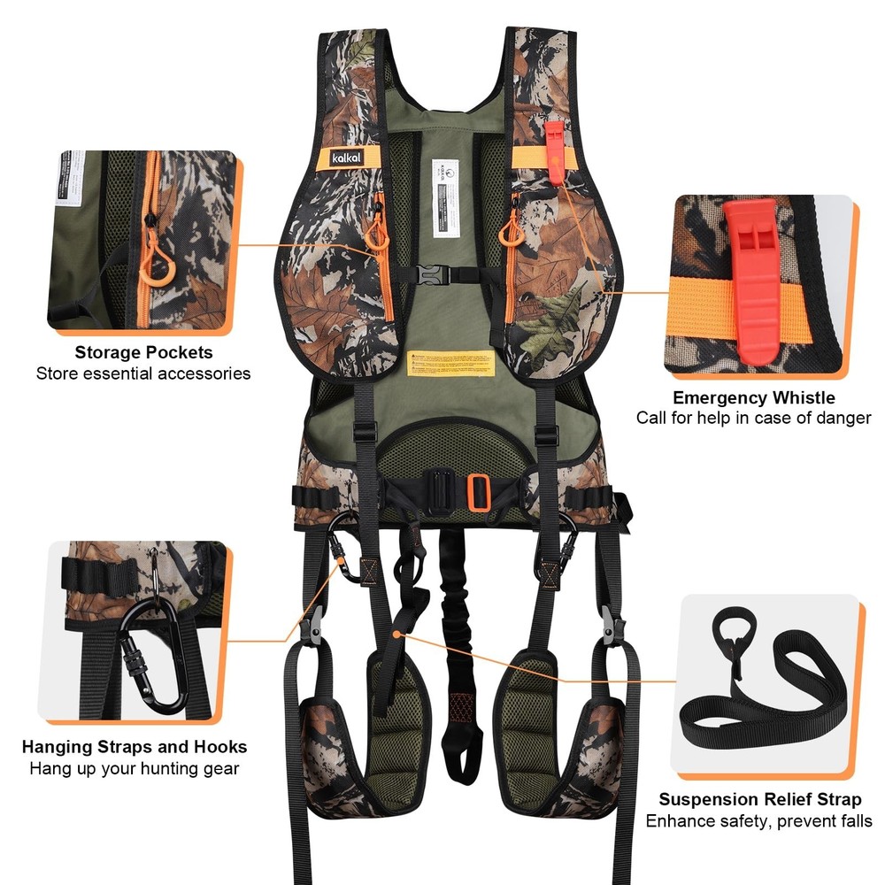 Kalkal Tree Stand Harness, Hunter Safety System Harness for Tree Stand, Light...