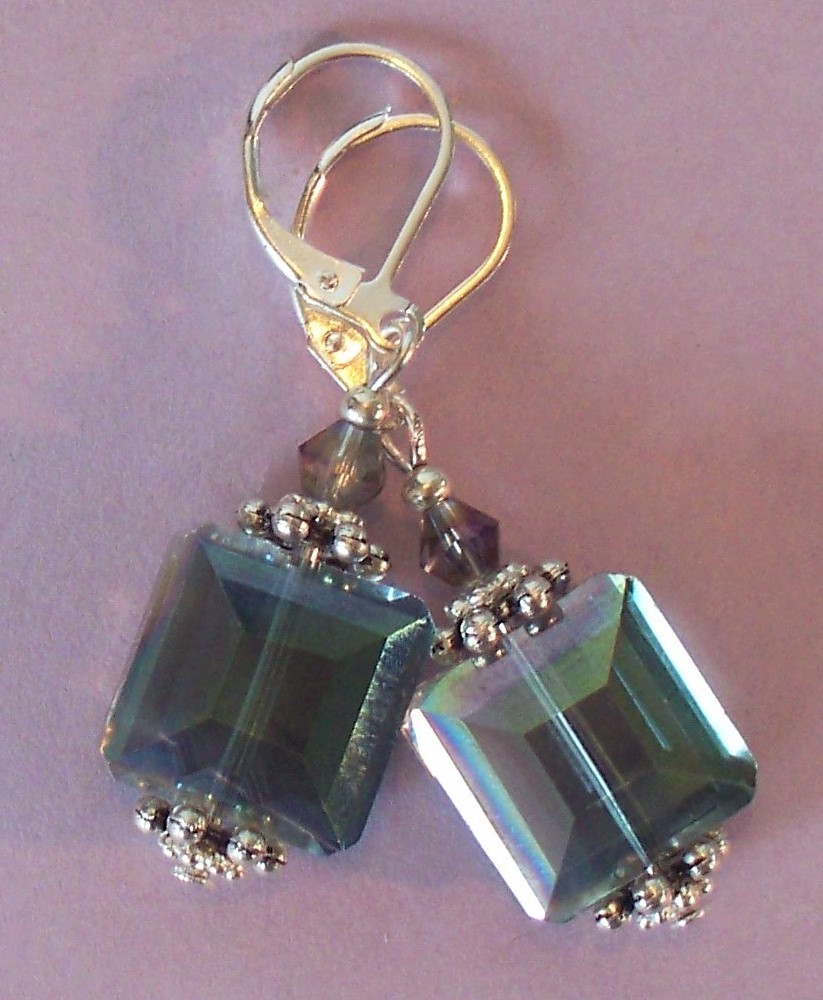 colorized CHUNKY CRYSTAL drops Lever back handcrafted SP YOU CHOOSE