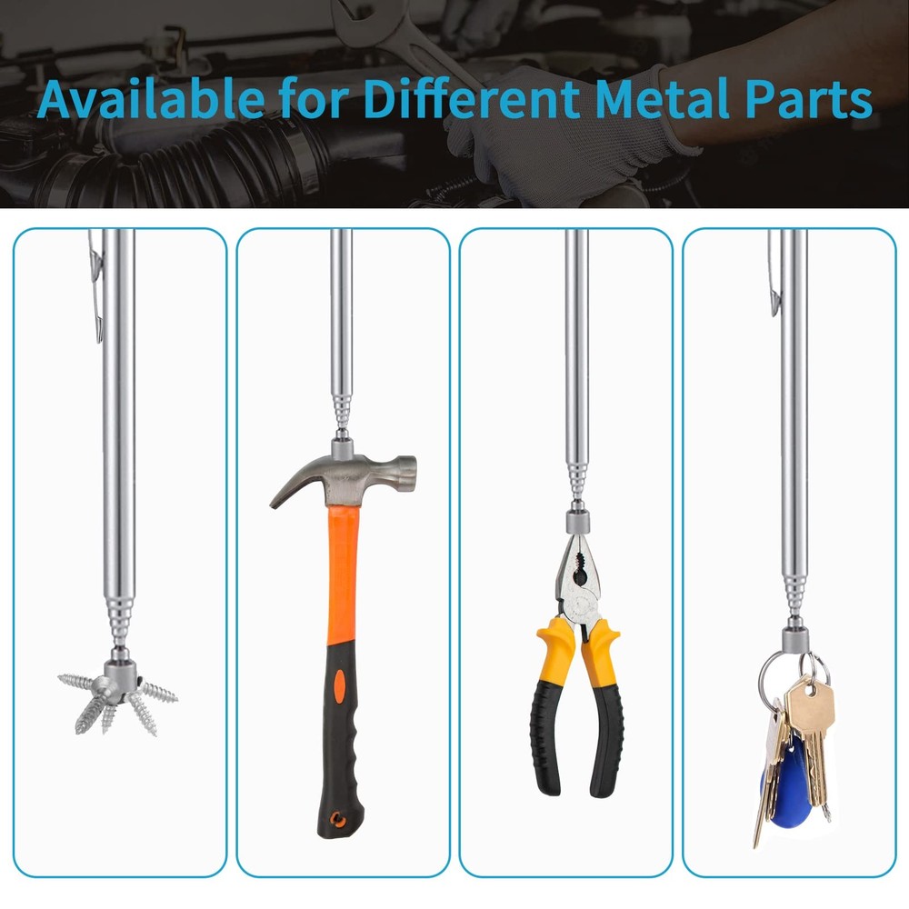 Telescoping Magnetic Pickup Tool, with Pen Clip Design Stick Rod Extendable