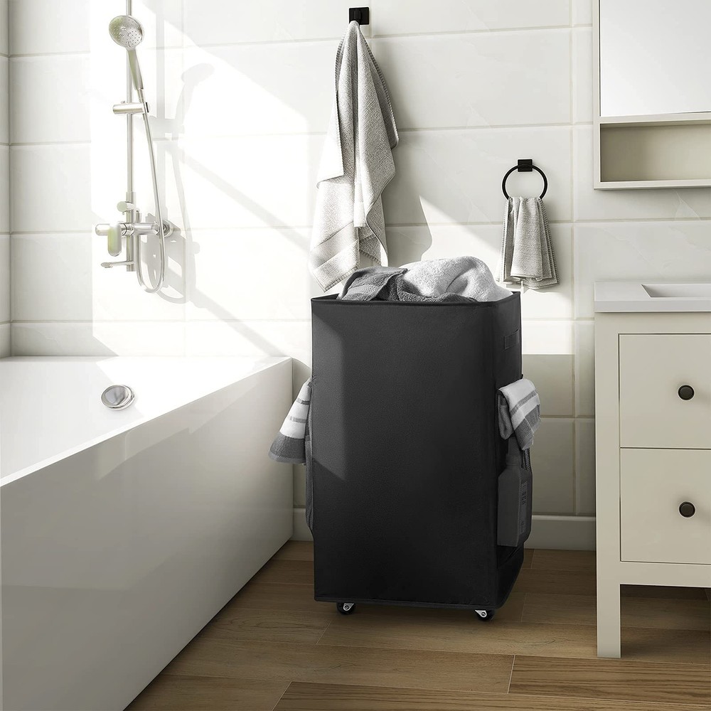 90l Rolling Laundry Basket Large Laundry Hamper With Wheels Collapsible Clothes