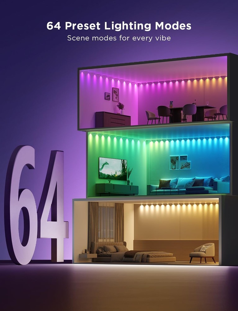 String lights wit recessed fixtures,smart LED string lightscompatible with Alexa