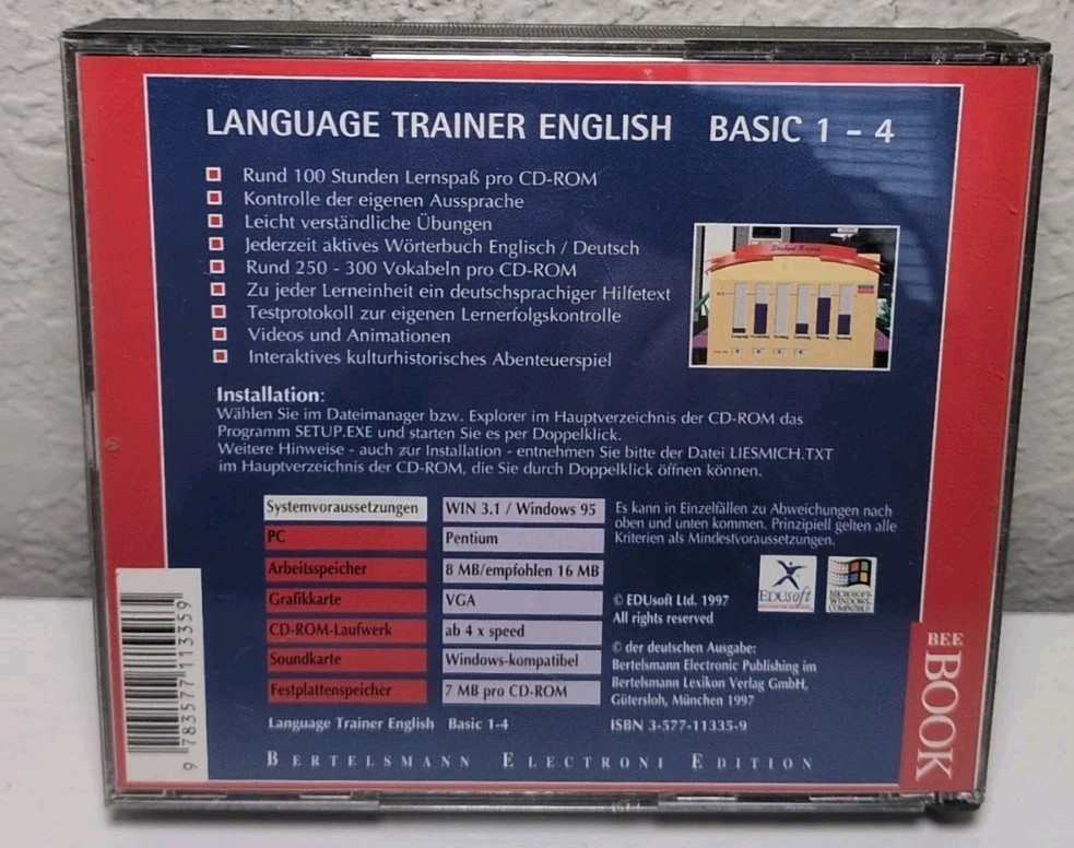Bee Book Language Trainer English Basic 1-4 PC CD ROM R34