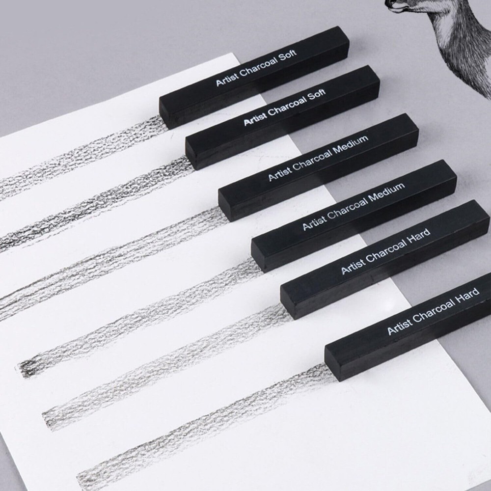 Artist Compressed Charcoal Sticks for Sketching, Drawing, Shading, Soft, Medium,