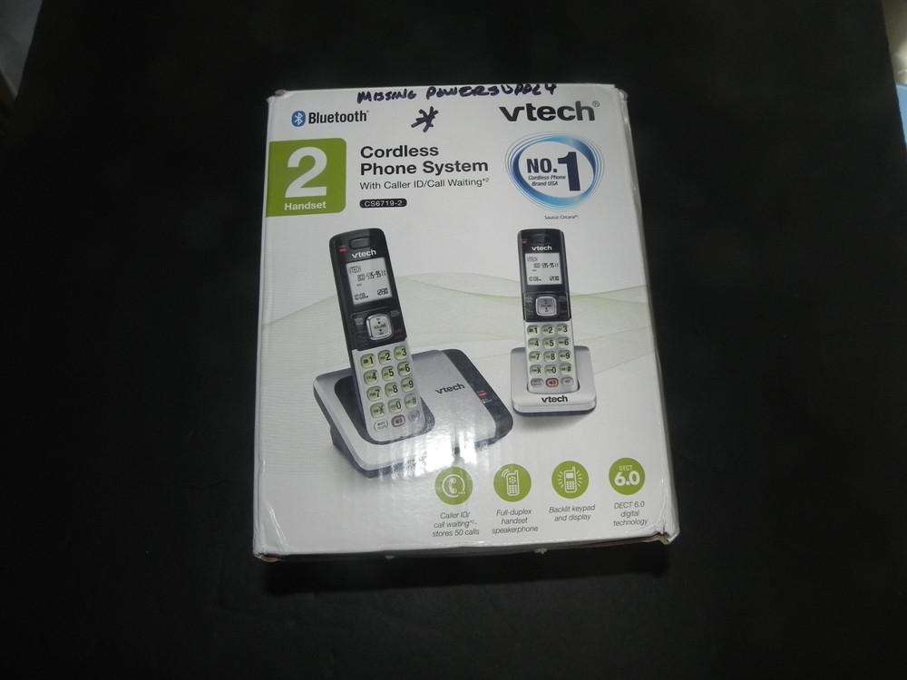 VTech CS6719-2 2-Handset Cordless Phone with Caller ID/Call Wait MISSING 1 PLUG