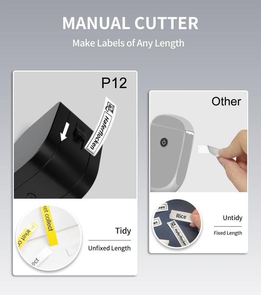 Label Maker Machine with Tape, P12 Bluetooth Small Label Maker with Multiple ...