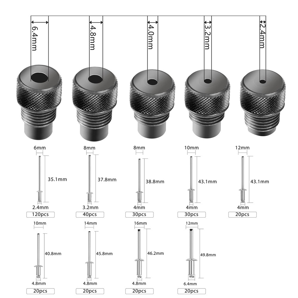 Riveter Set Blind Riveter Pop Riveter Riveter 5pcs Mouthpieces incl...