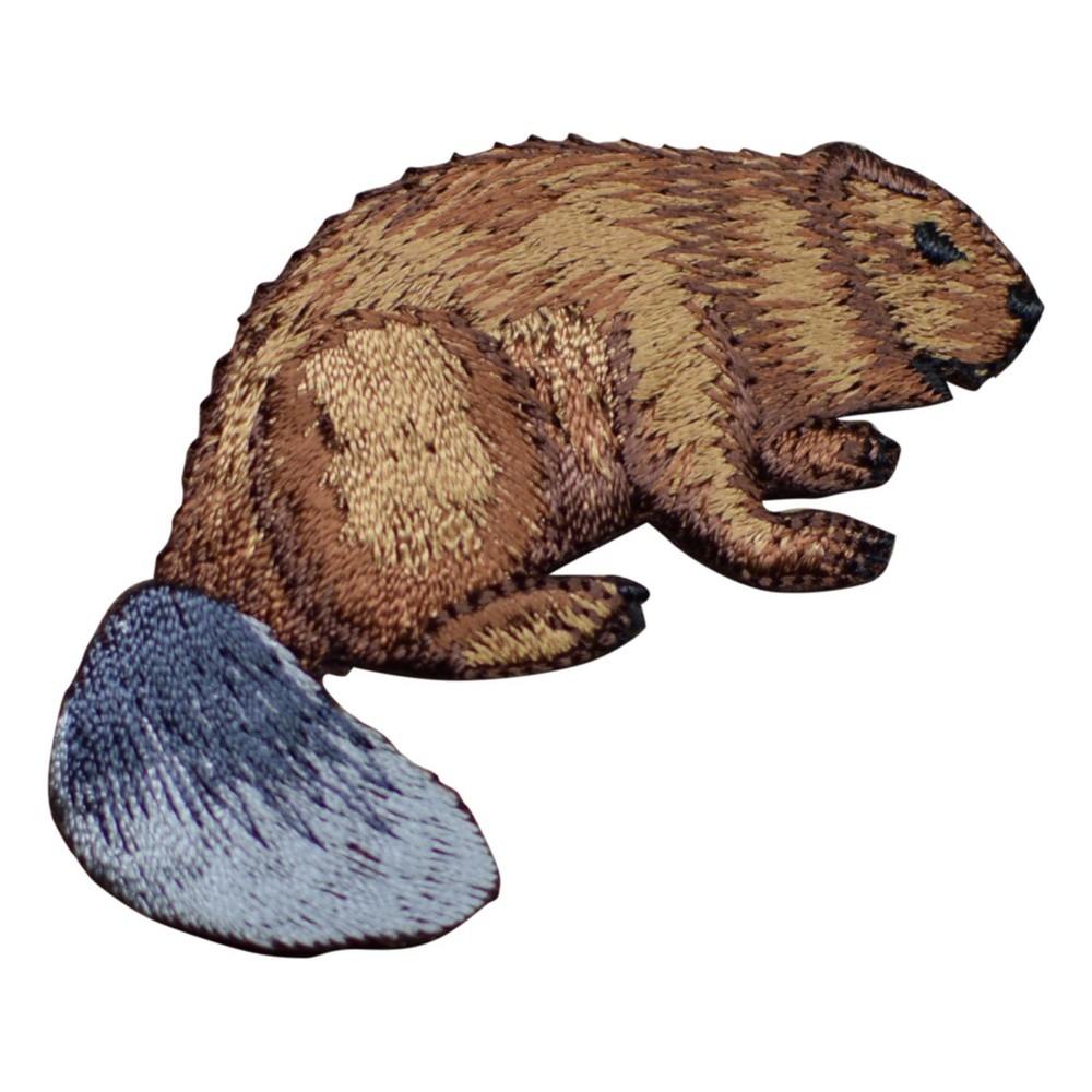 Beaver Applique Patch - Nocturnal Rodent Badge 2.5" (Iron on)