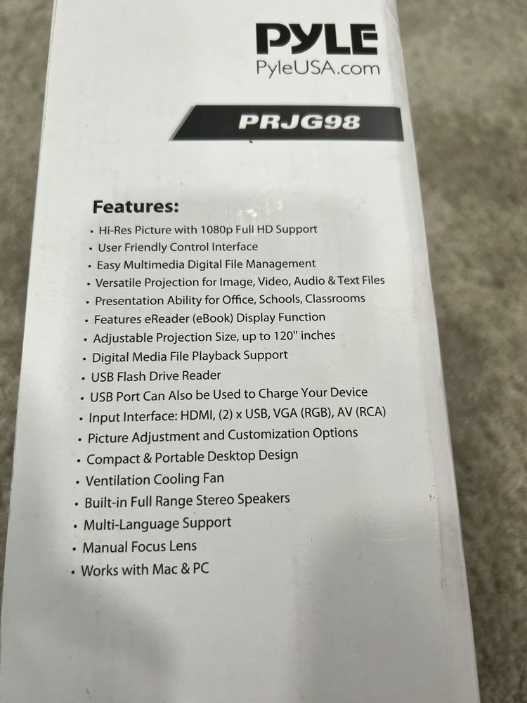 Home Theater Projector 1080p Compact Digital Multimedia Projector Pyle Brand
