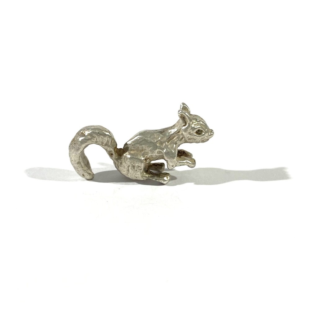 vintage  solid silver squirrel  mini miniature ,  hallmarked figurine