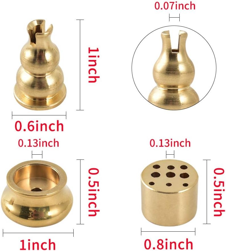 Incense Burner, Copper Holder Cone Gourd Gold, 3 Pcs