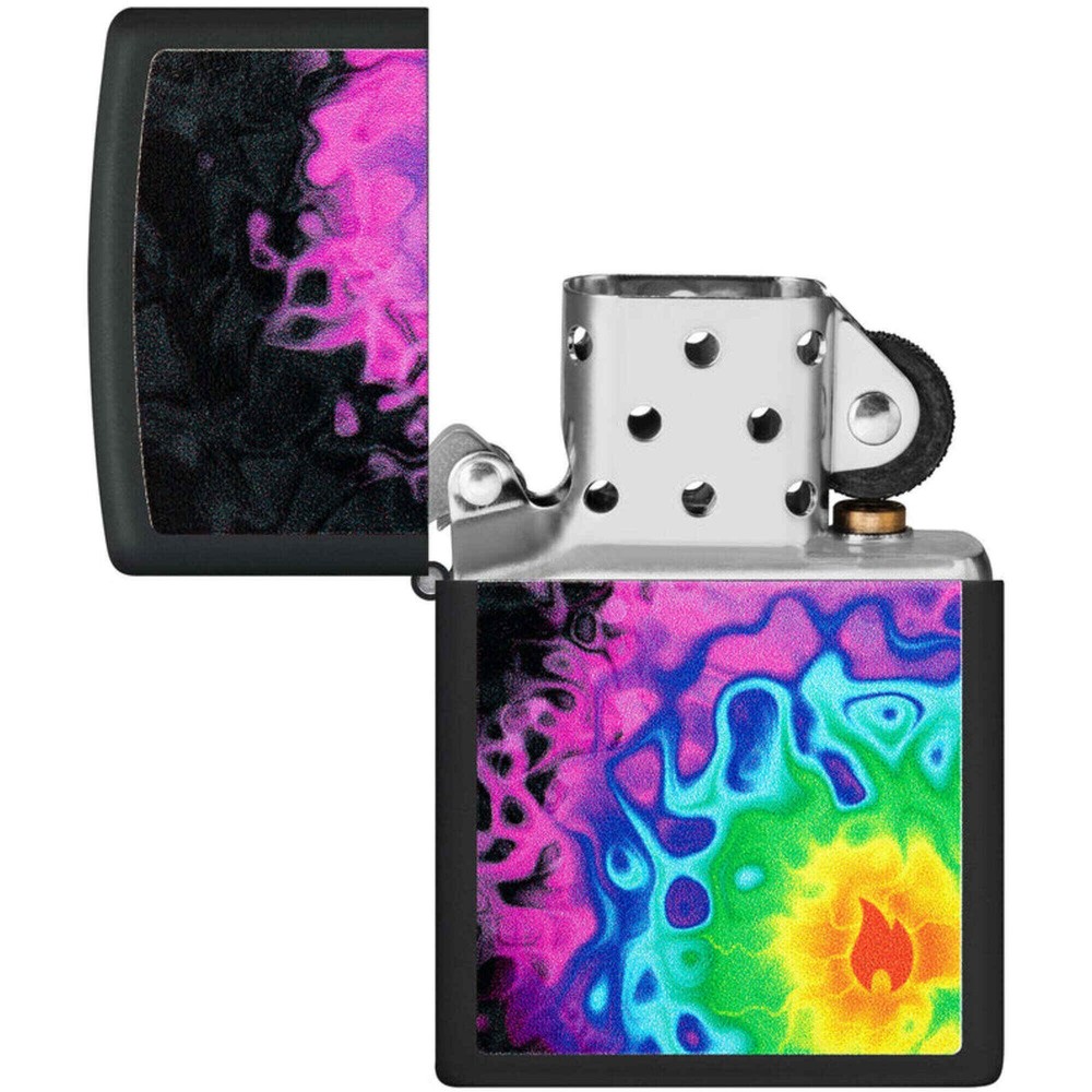 Zippo Windproof Lighter Pattern with Flame Design Black Matte Metal 48733