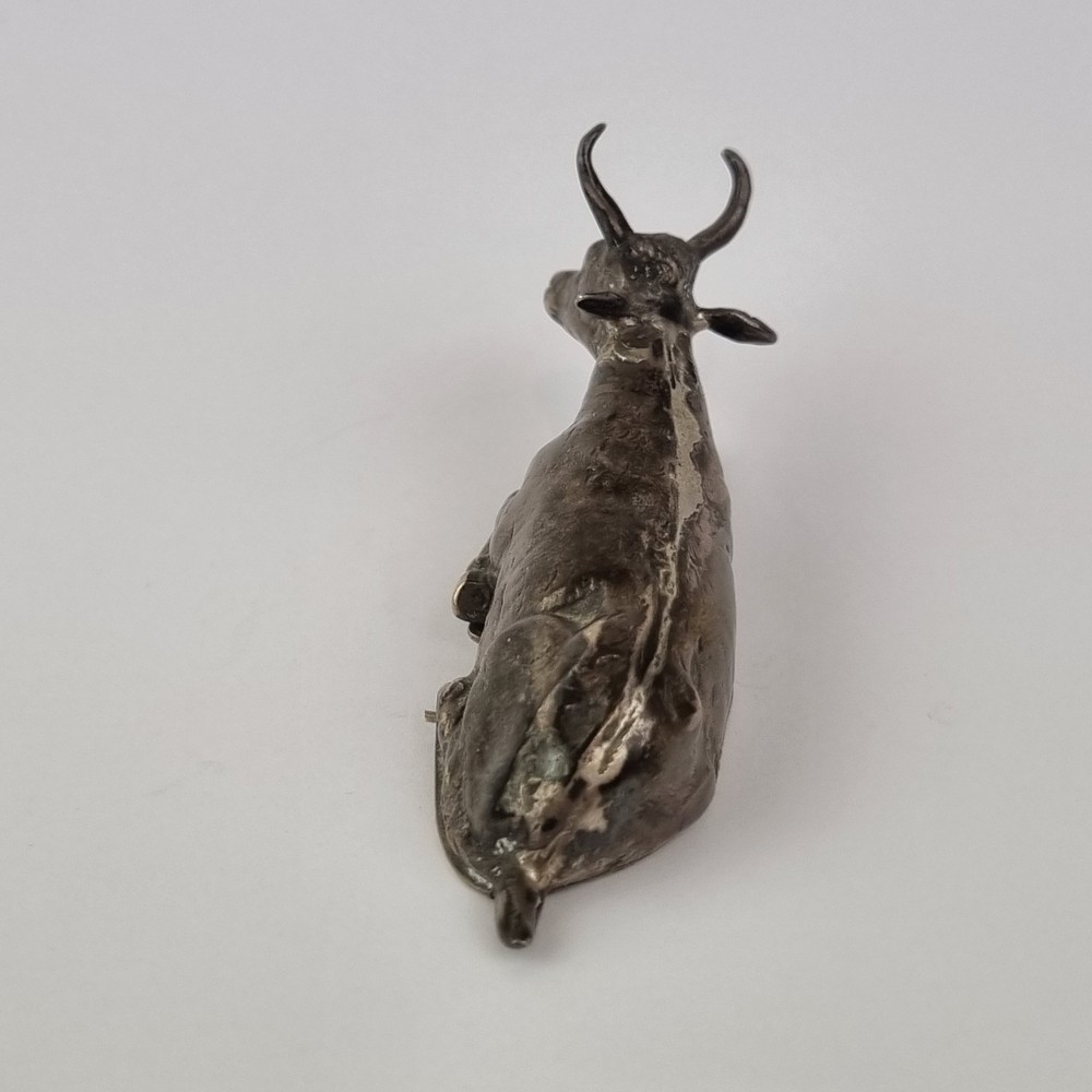 Antique Solid Silver Snuff Box? Shape Lying Cow Berthold Muller 1903 A/F