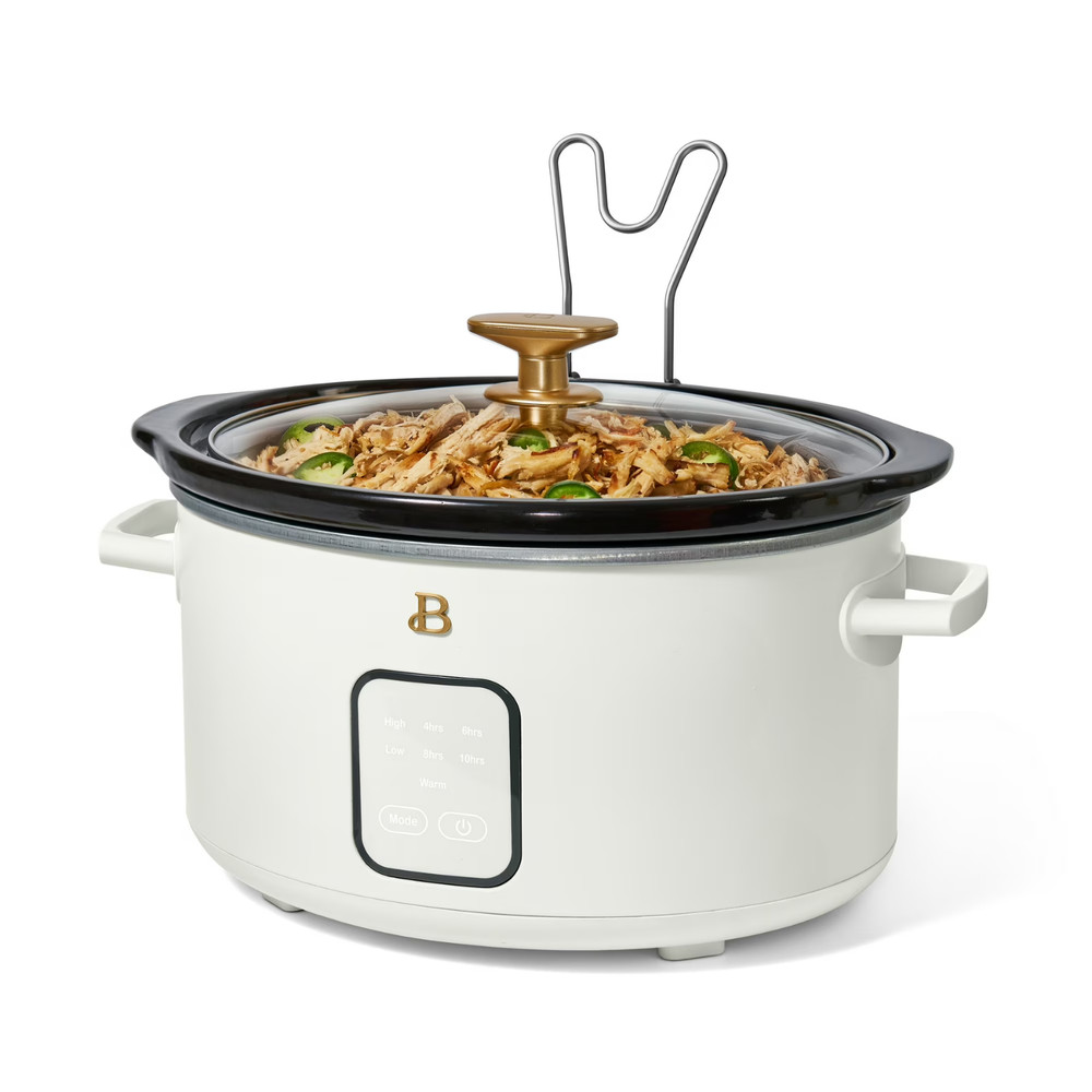 Beautiful 4 Qt Slow Cooker Touch Display Programmable Kitchen Cooker White Icing