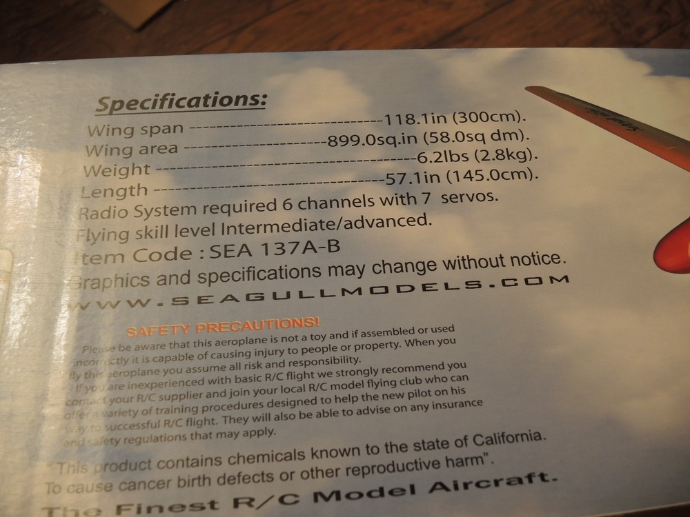 Seagull Models KA8B Glider 3 meter (SEA137B )
