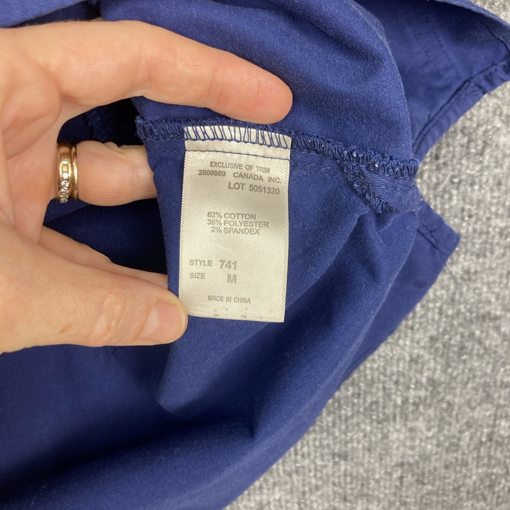 Allure Womens Size Medium Navy Blue Pockets V-Neck Scrub Top