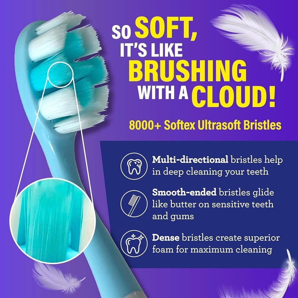 Butter On Gums Toothbrush, ADA Accepted, with 8000+ Ultra Soft Softex Bristle...
