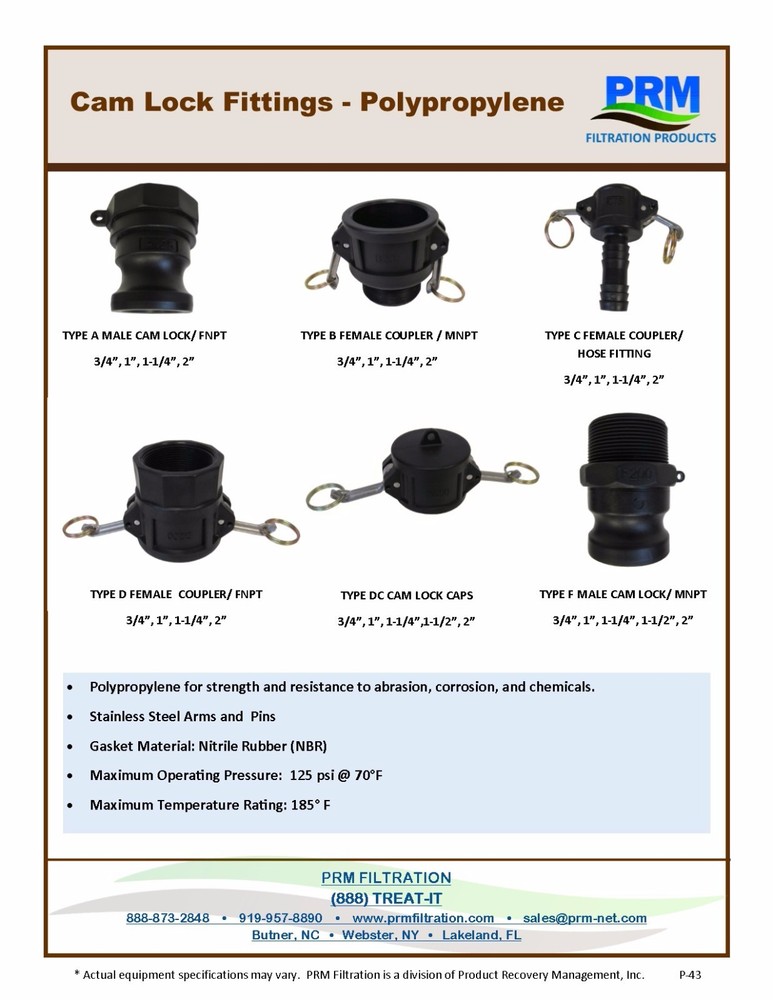 New Polypropylene 200DC Camlock Dust Cap 2”