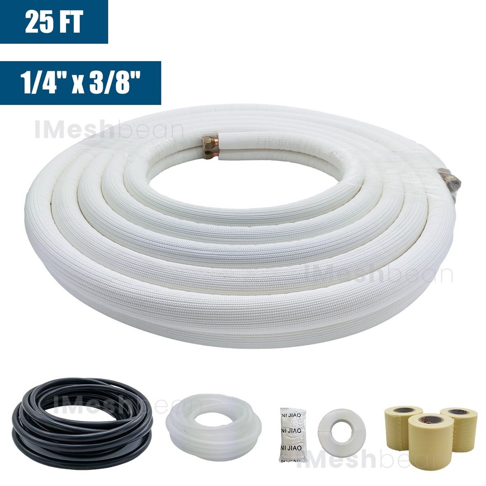US 1/4"X 3/8" x25ft Insulated Copper Tubing Kit AC Mini Split Ductless Line Set