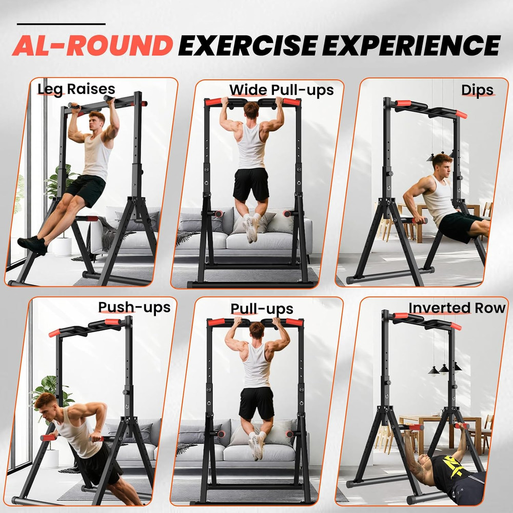 DOBESTS Power Tower Pull up Bar Free Standing, Adjustable Foldable Pull up Stati