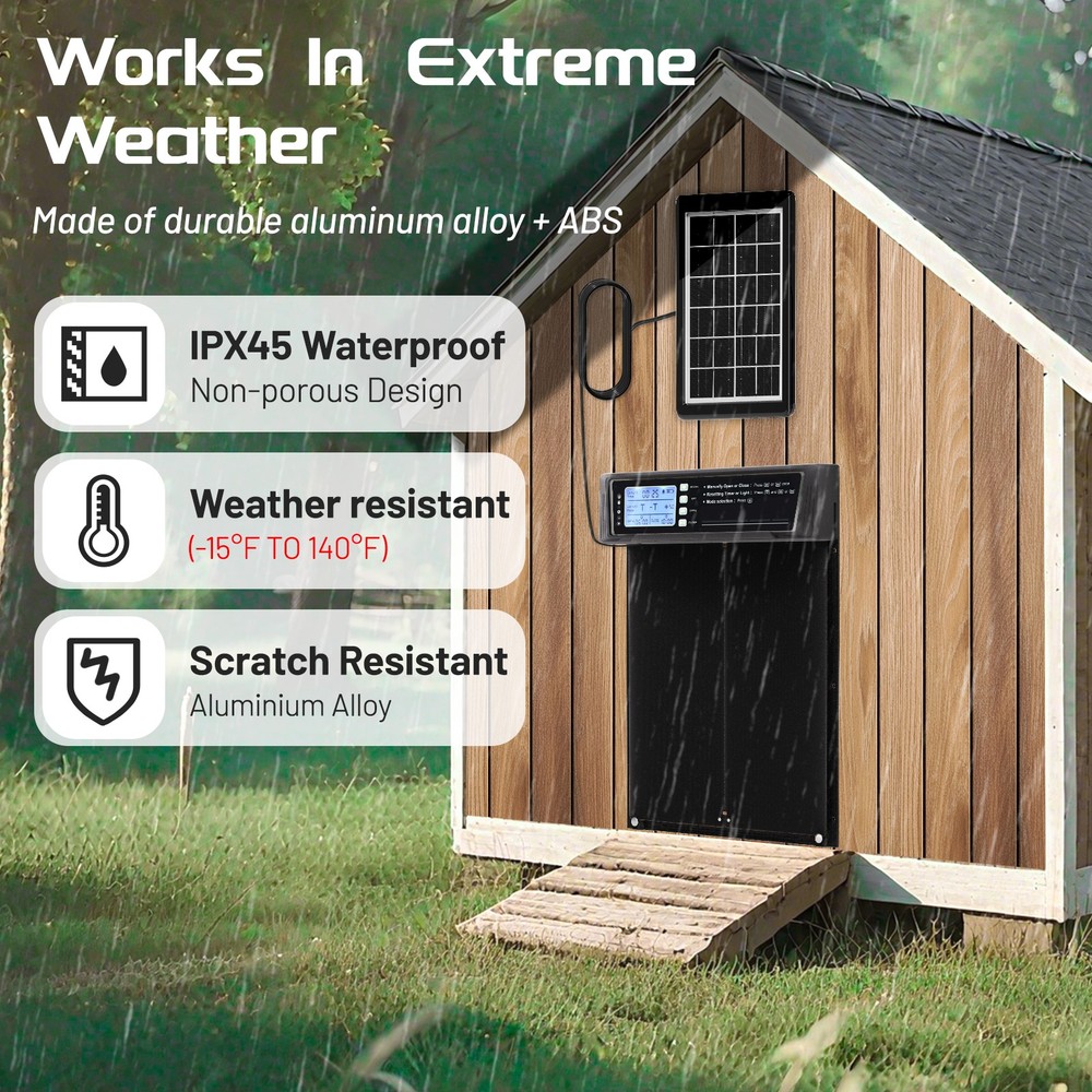 Extra Large Horizontal Opening Automatic Chicken Door W/ Timer & Remote Control