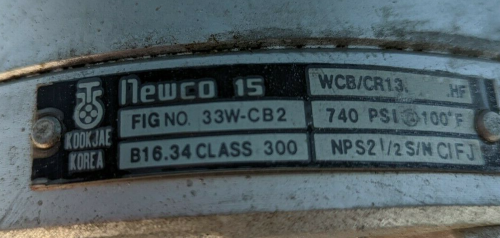 NEWCO FLANGE STEEL SWING GATE CHECK VALVE 33W-CB2