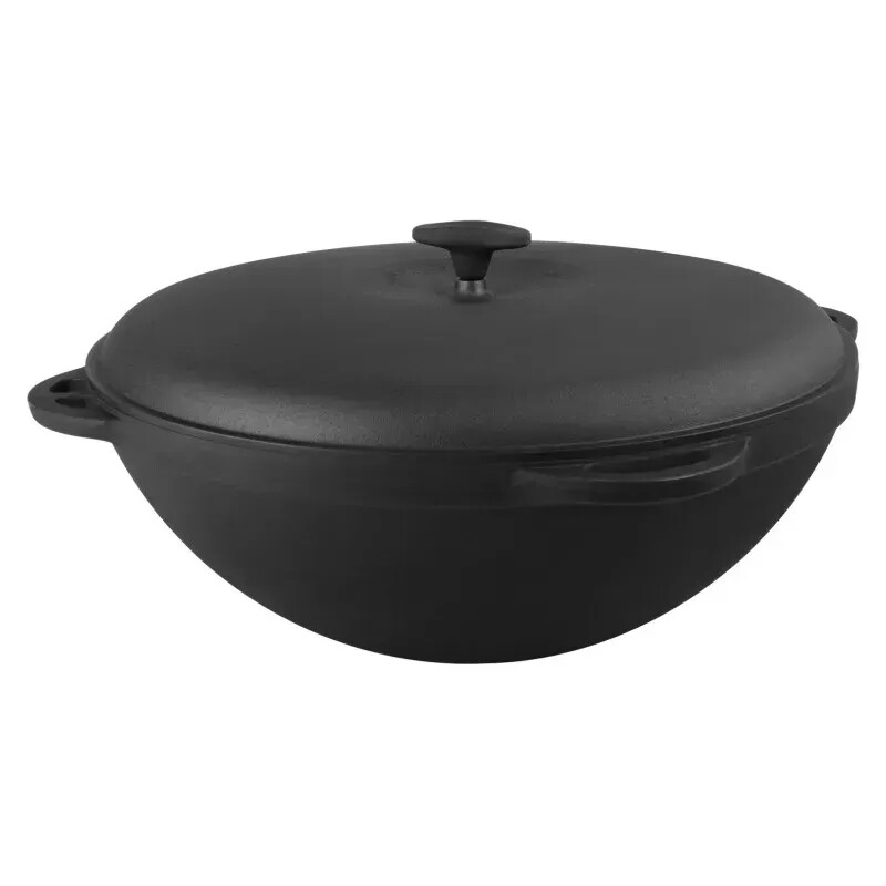 30 L CAST IRON CAULDRON FOR CAMP FIRE DEEP PAN LAGMAN KAZAN WITH LID КАЗАН ЧУГУН