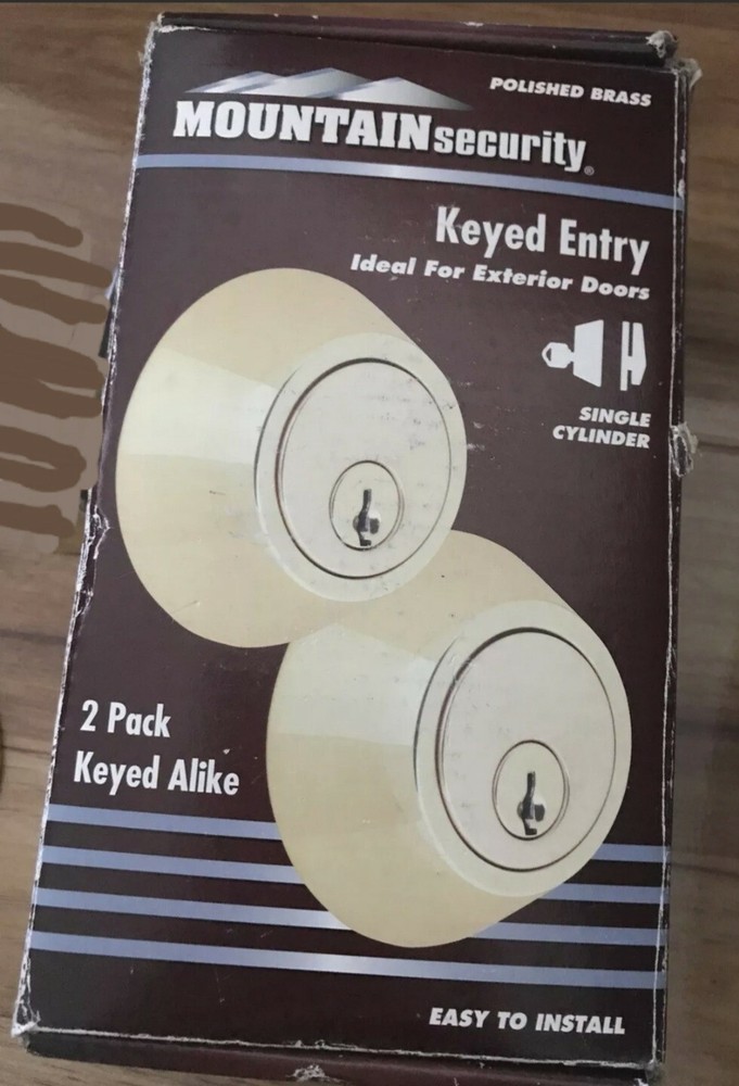 HAMPTON MOUNTAIN SECURITY BOXs, 2 POLISHED BRASS KEYED DEADBOLT 3501-105 