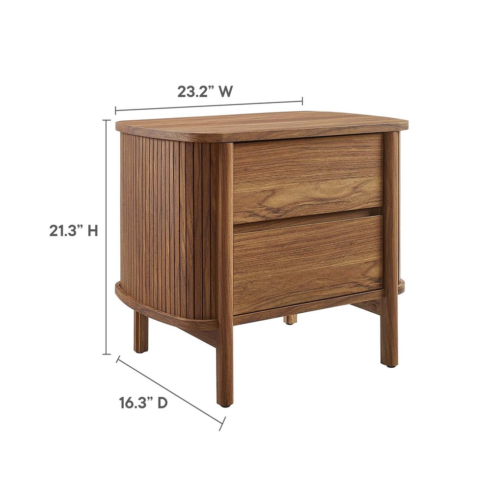 Modway Cadence 2-Drawer Nightstand in Walnut